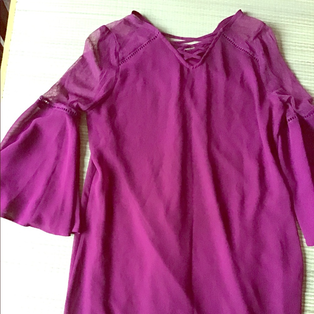 Girls maroon dress lace sleeves in angle wing